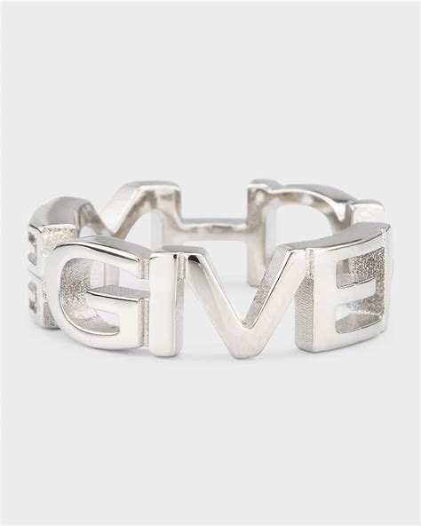 Givenchy Men's Logo Letters Silvery Band Ring 